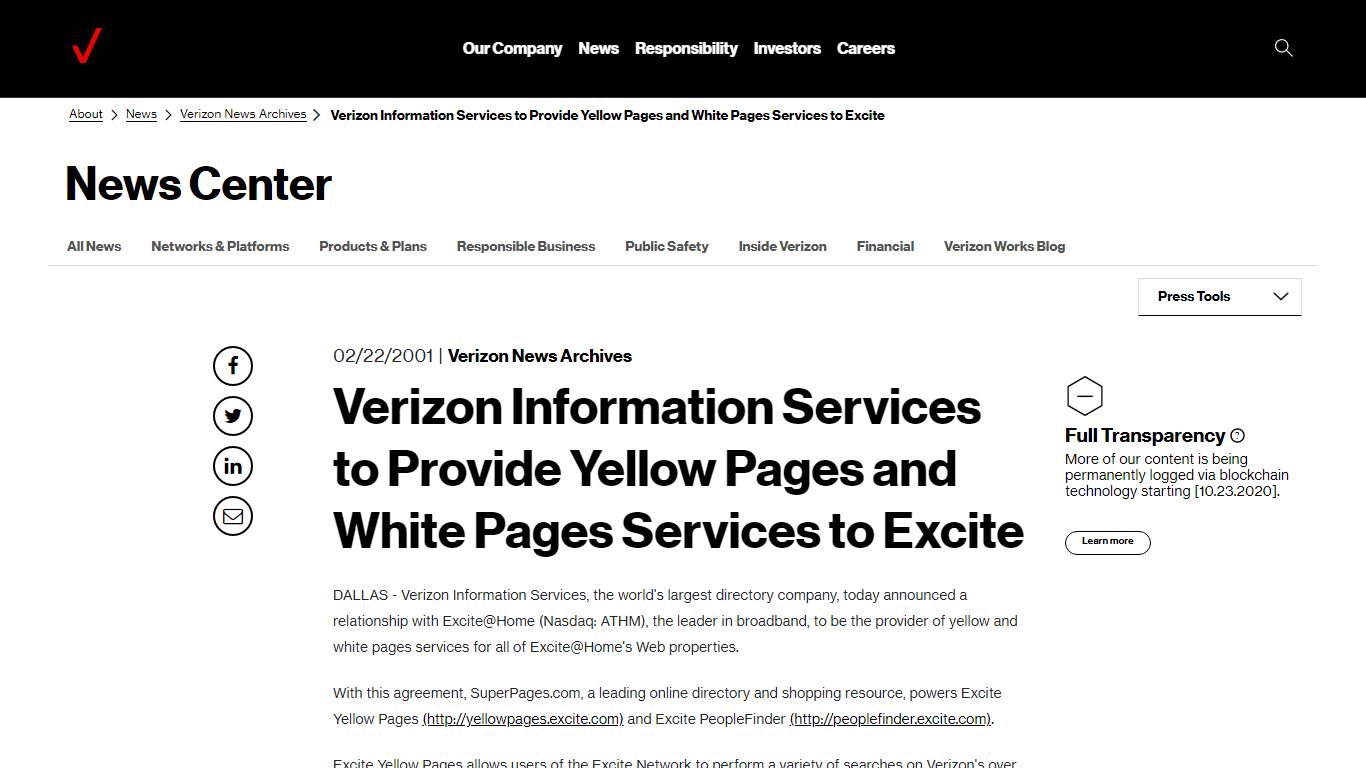 Verizon Information Services to Provide Yellow Pages and White Pages ...